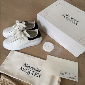 Alexander McQueen White Leather Sneakers with Black Heel